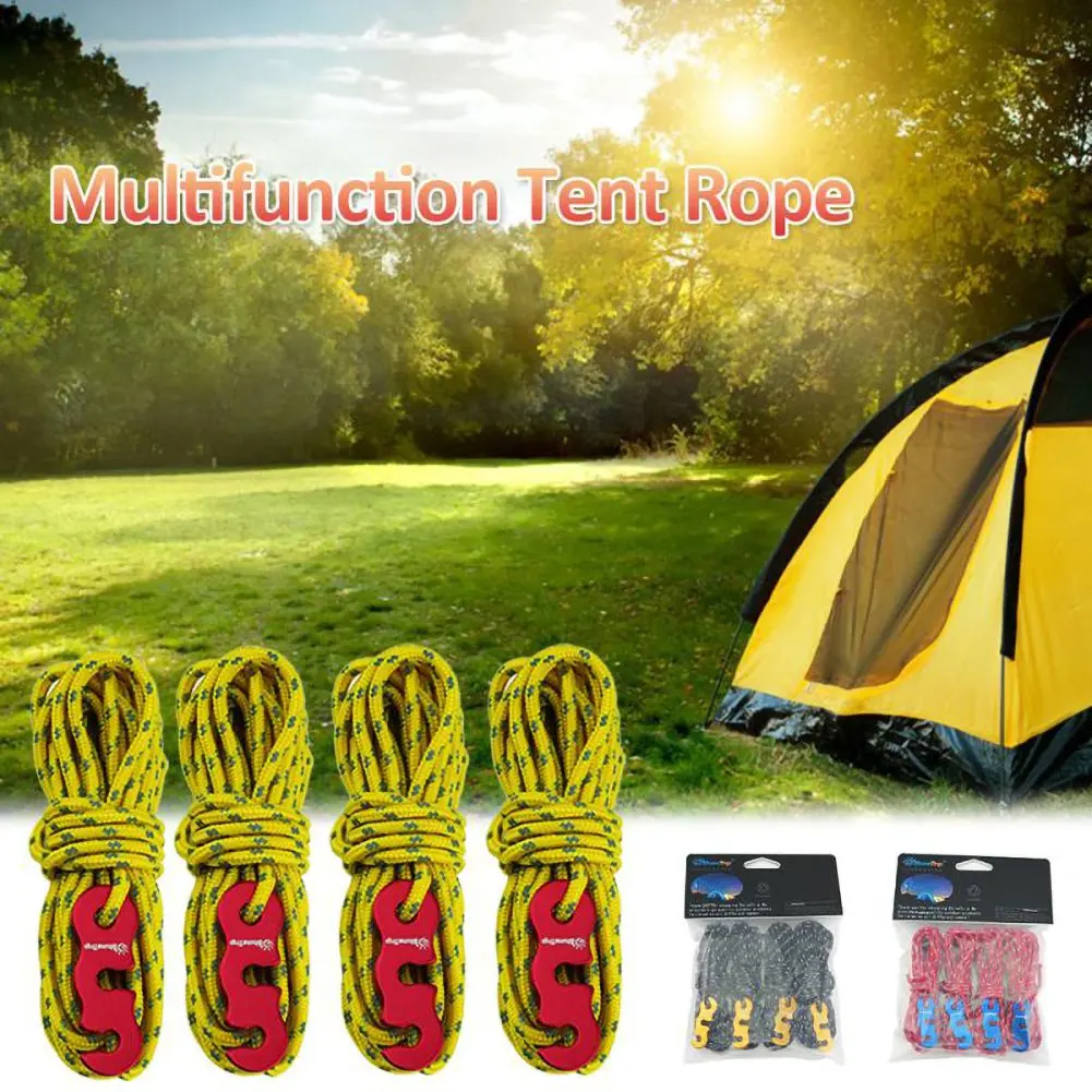 

4pcs Wind Rope with S-Shaped Hooks Buckle Camping Hiking Survival Parachute Cord Lanyard Tents Rope Strap Outdoor Tools