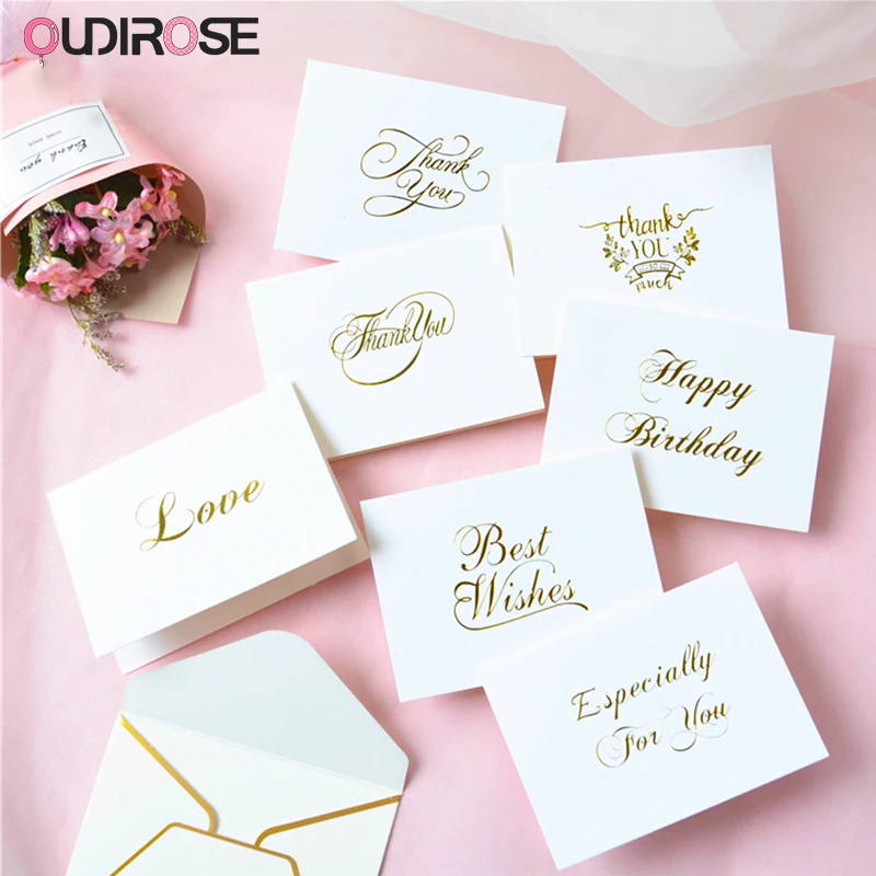 2 шт Мини Блестящие золотые буквы поздравительная открытка складные подарочные