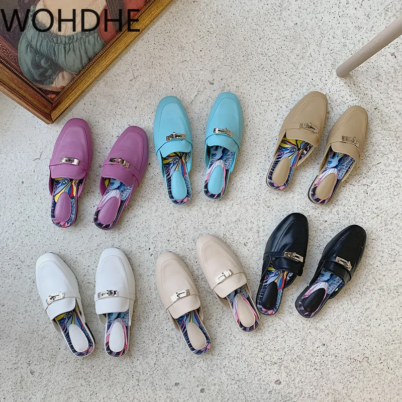 

Туфли Muller женские на весну лето 2021 Новинка полутапочки Baotou женские туфли без каблука с металлической пряжкой повседневные туфли без каблук...