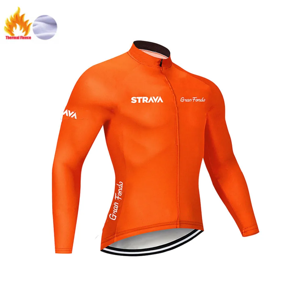 Winter Jersey Strava, длинный рукав, Майо, Ropa Ciclismo Invierno, термо флис, велосипедная команда, Велоспорт, Джерси, набор, зима, MTB, одежда для велосипеда - Цвет: Winter Jersey