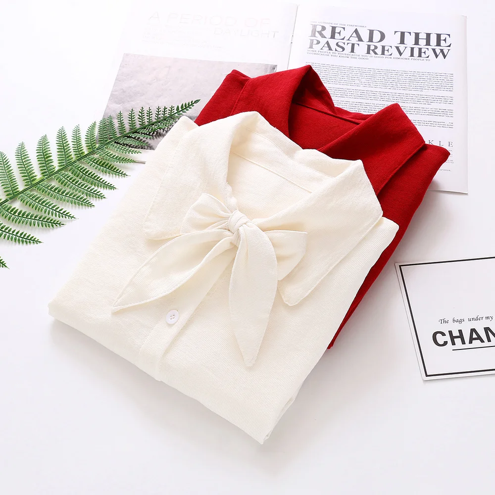 Женская рубашка Весенняя женская белая женские блузки с отложным воротником