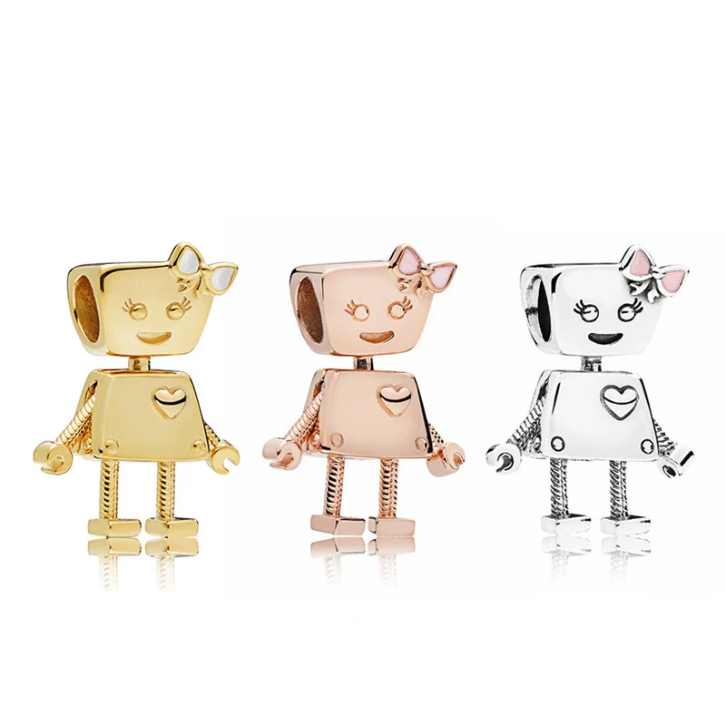 Bella robot charms pendant bead diy bangle fit pandora bracelet for women gift new | Украшения и аксессуары