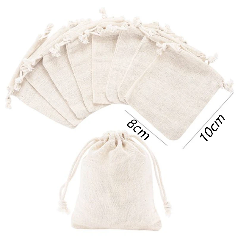

12PCS Cotton Drawstring Bags Cloth Gift Candy Favor Bag for Wedding DIY Tea Spice Bean Sachets Christmas 8x10cm