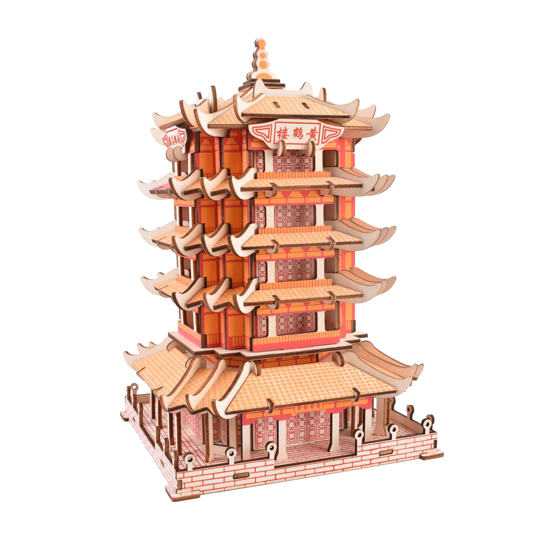 candice guo! educational wooden toy 3D puzzle DIY woodcraft assembly kit huang he tower yellow crane pavilion birthday gift 1pc | Игрушки и