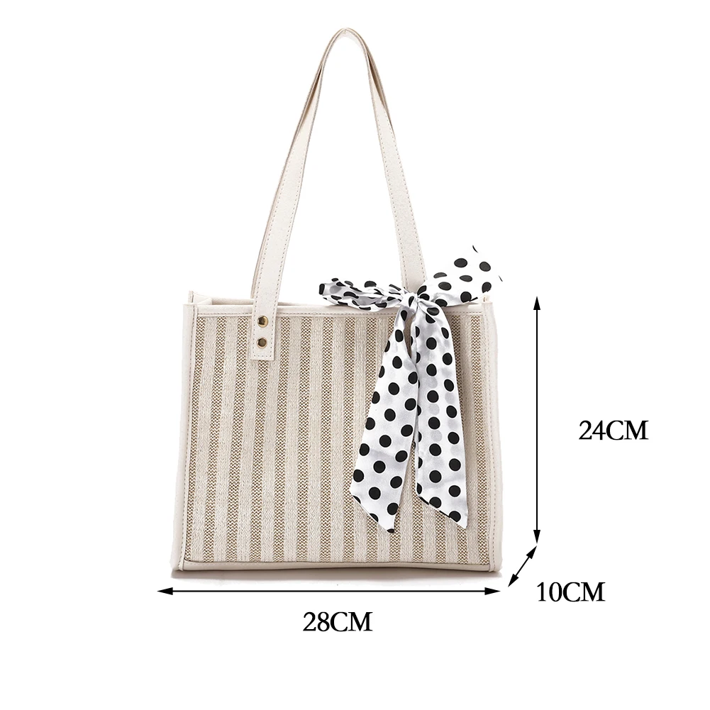 

2021 Summer Casual Woven Large Capacity Underarm Shoulder Bags For Women Fashion Silk Scarf Stripes Ladies Shopping Handbags