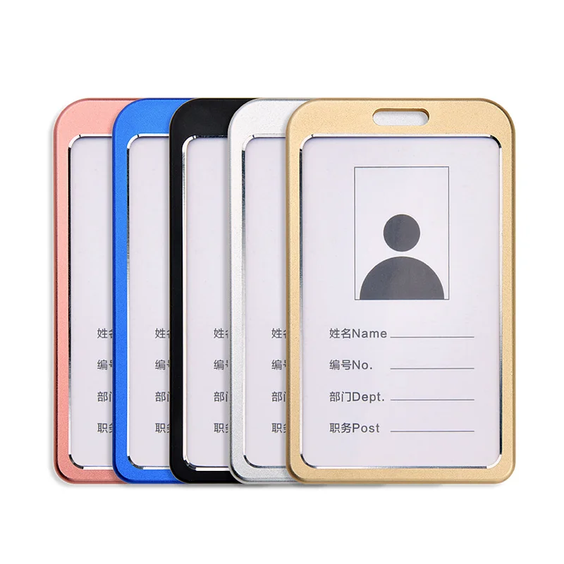 

1set Aluminum Alloy Staff ID Work Card Cover Case Badge Holder with Retractable Badge Reel Lanyard Pass Bus Card Holder Sleeve
