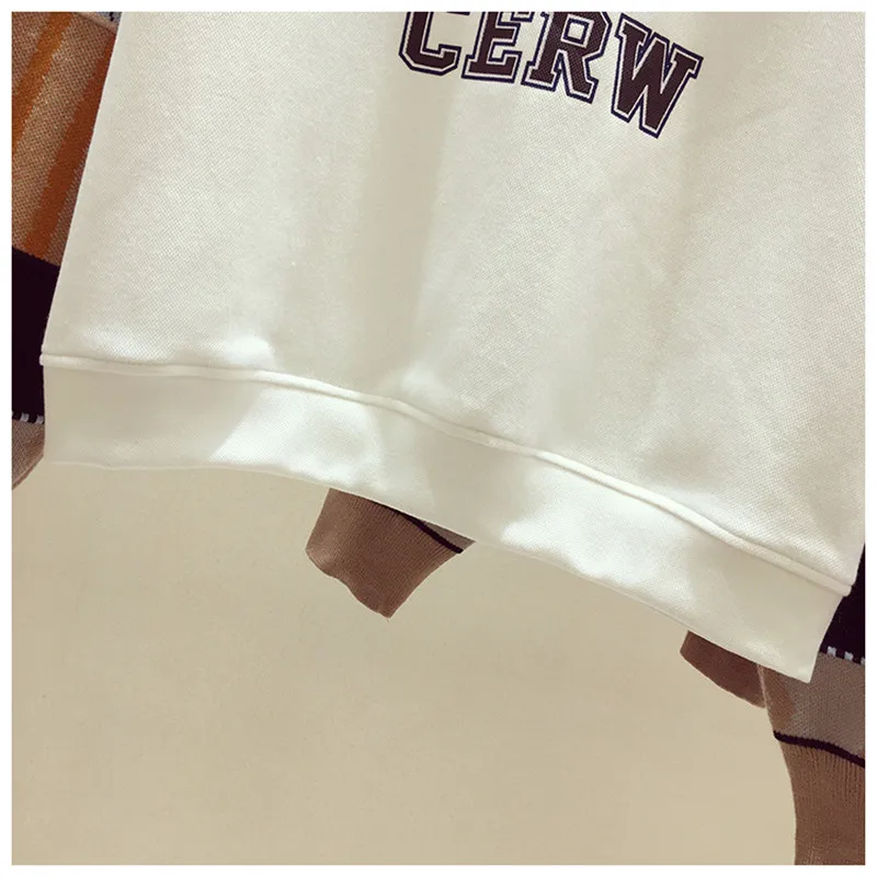 

Retro Patchwork Sweatshirt Women Casual Long Sleeve Hoodie Fashion Letter Printed Harajuku Loose Short Pullover Tops