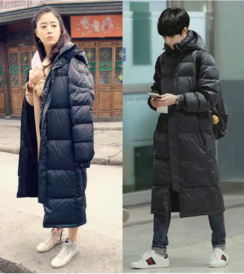 Пальто с капюшоном для женщин осенняя теплая Толстая длинная пуховая куртка зима