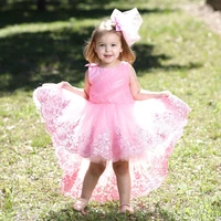 pink real high low 1 12 years flower girl dresses baby pageant robe de demoiselle kids princess birthday wedding