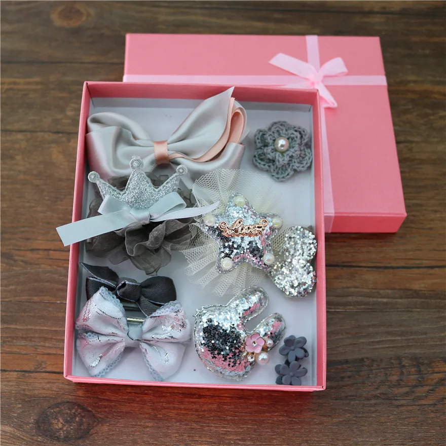 10pcs/set Girl Gift Cute Boutique Hair Headband Sweet Butterfly Tie Hairpins Barrettes Cotton Polyester Fashion Floral with Box | Детская