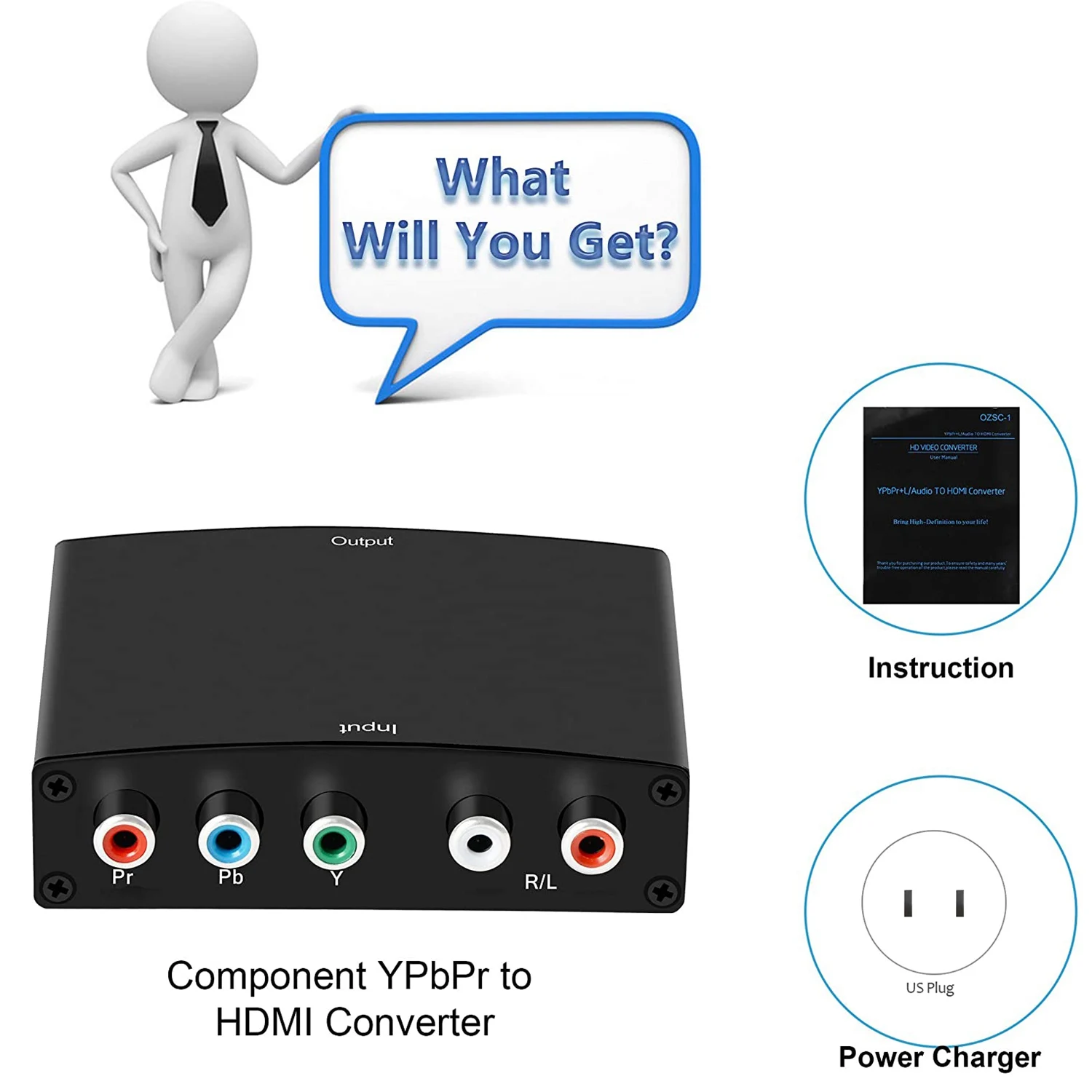 YPbPr к HDMI адаптеру 5RCA RGB L/R 1080P для DVD PSP HDTV |