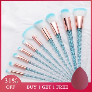 Набор кистей для макияжа с единорогом, для основы, пудры, румян, теней для век, женская красота, блестящие кисти для макияжа