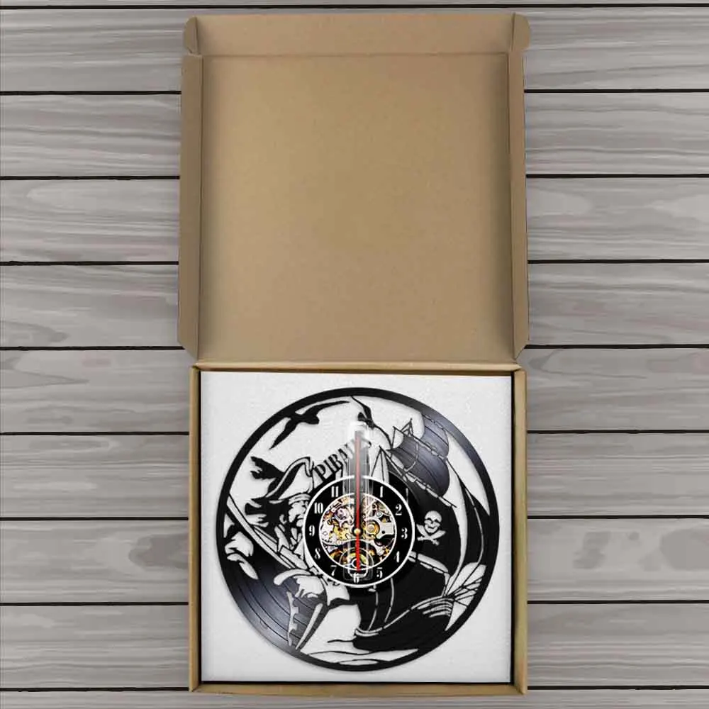 Настенные часы с виниловой пластиной в виде корабля пирата домашний декор