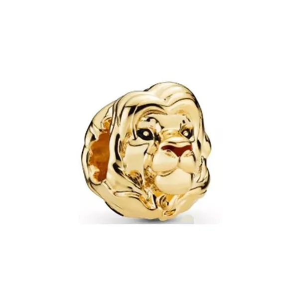 golden lion Новые подлинные 925 пробы серебряные винтажные Подвески в виде льва и короля сердец золотые бусины подходят для браслетов, браслетов и ожерелий DIY кулон ювелирные изделия - Цвет камня: golden lion