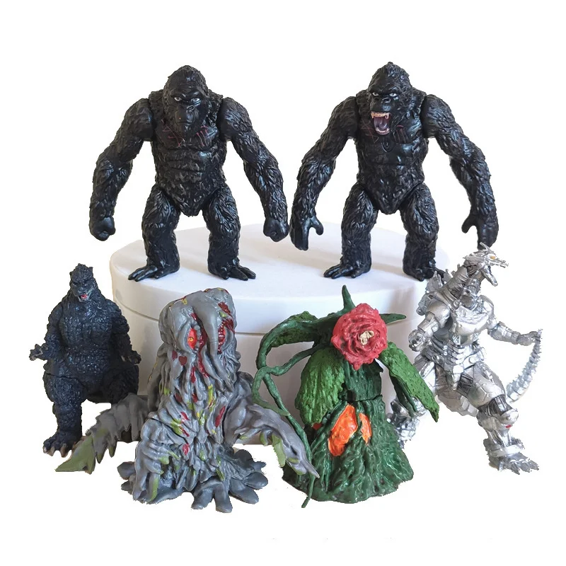 

6 Pcs/Set Godzilla Figure King Kong Action Figure Movie Model Chimpanzee Figma 9cm PVC Dinosaur Monsters Doll Children Toys Gift