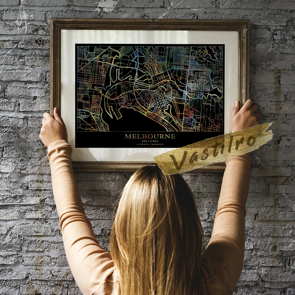 Плакат с картой мира карта австралийского города художественные принты Мельбурн