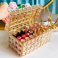 luxury makeup lipstick organizer crystal box home desktop cosmetics lip gloss container storage tray with cover