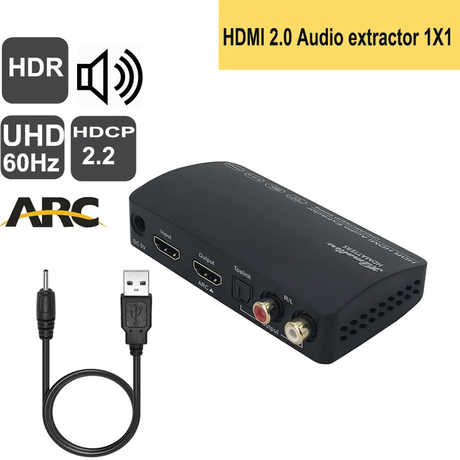 4K HDMI Коммутатор HDMI 2,0 Переключатель HDMI аудио экстрактор HDR ARC Сплиттер 4X1 с пультом дистанционного управления(HDMI в HDMI+ toslink+ стерео аудио выход