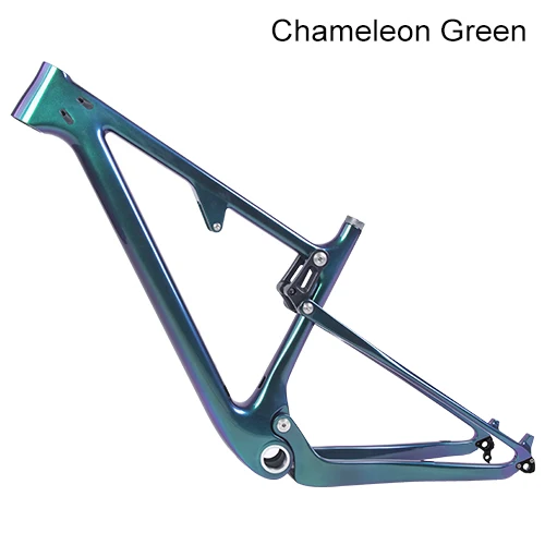 Chameleon green Полная карбоновая подвеска велосипедная рама 29er MTB через ось 12 мм карбоновая подвеска BMX горные велосипеды горные велосипедные рамы - Цвет: Chameleon green