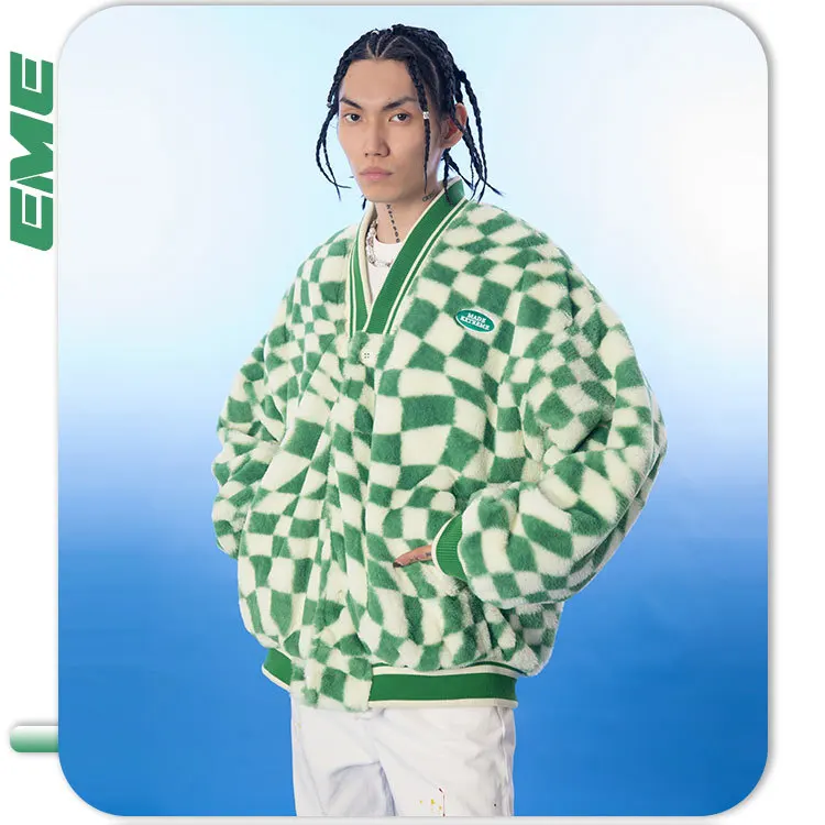 

MADEEXTREME vintage plaid coat korean fashion streetwear Fleece Coat men winter warm coat casual outwear puffer jacket OY618