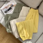 Женские штаны для сна, льняные брюки-фонарики, длиной до щиколотки, удобные мешковатые брюки для отдыха, домашняя одежда, тонкая Пижама, верхняя одежда