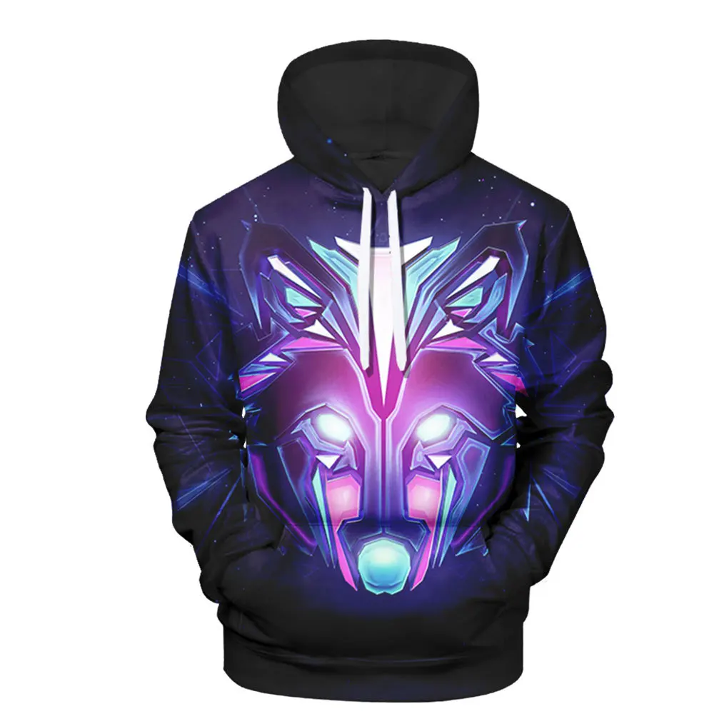 

Personality Creative Men's 3D Digital Printing Color Animal Head Mask Hooded
