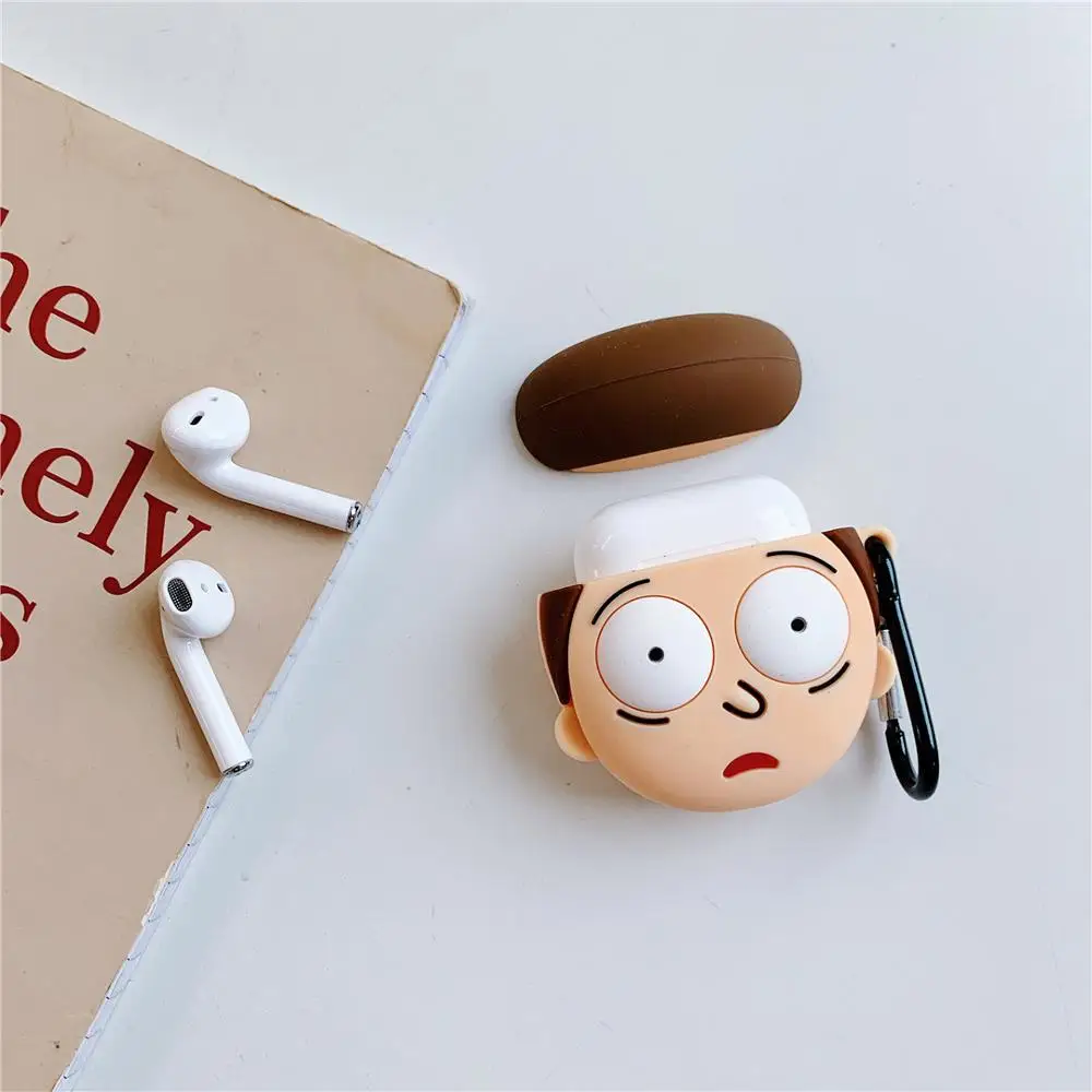 Милый силиконовый чехол для наушников с 3D рисунком Rick Modi для Apple New AirPods 1/2, беспроводная bluetooth-гарнитура