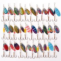 30pcslot rotating spinner fishing lure spoon sequins metal hard bait treble hooks wobblers bass pesca tackle