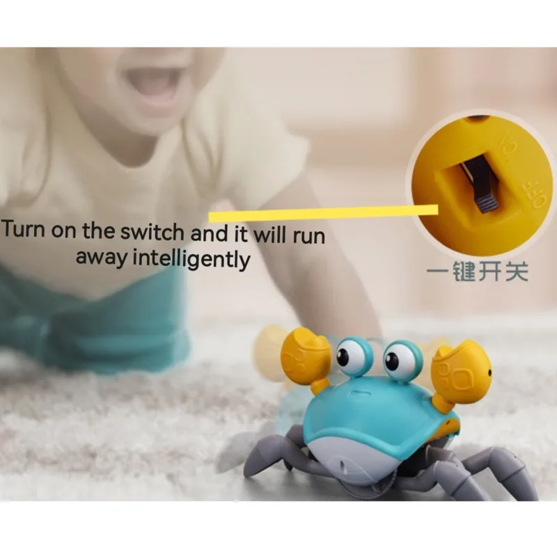 Juguetes de cangrejo de detecci&oacute;n inteligente para ni&ntilde;os y mascotas, juego luminoso electr&oacute;nico autom&aacute;tico con sonido, recargable por USB-2