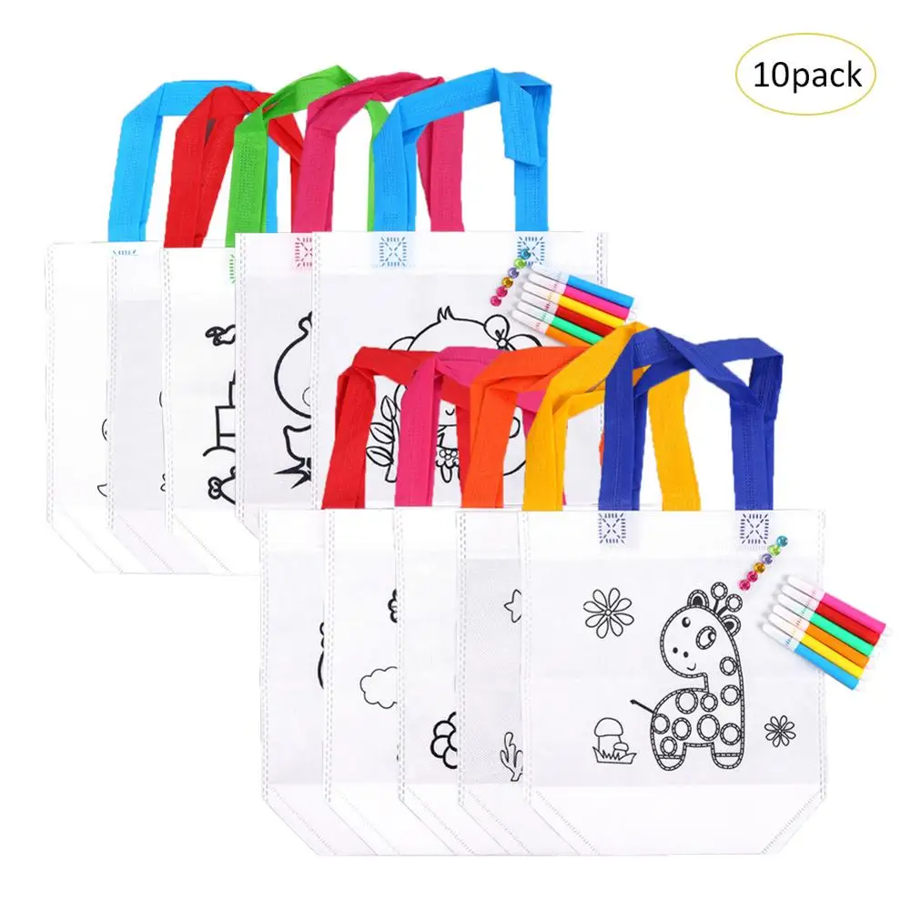 10 шт./компл. &quotсделай сам&quot для детей ручная роспись ручной Сумки холсты работы в