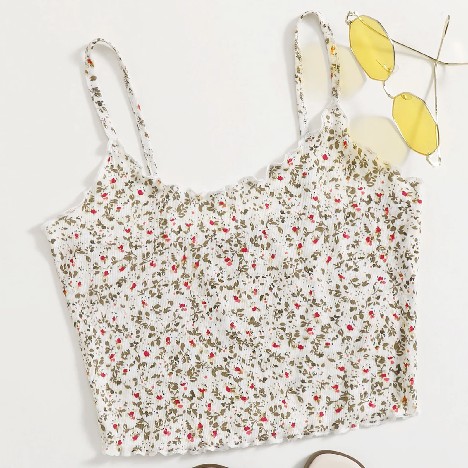 

Floral Print Y2K Crop Top Women 2021 Sexy Sleeveless Tank Tops Streetwear Bodycon E-Girl Camisole Summer Vest Tops Clubwear