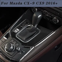 for mazda cx 9 cx9 2016 2021 real carbon fiber interior gear shift frame cover trim stickers garnish decoration