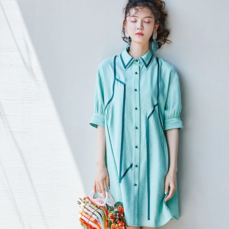 LANMREM может отправить свободный большой размер длинный стиль рубашки платья для