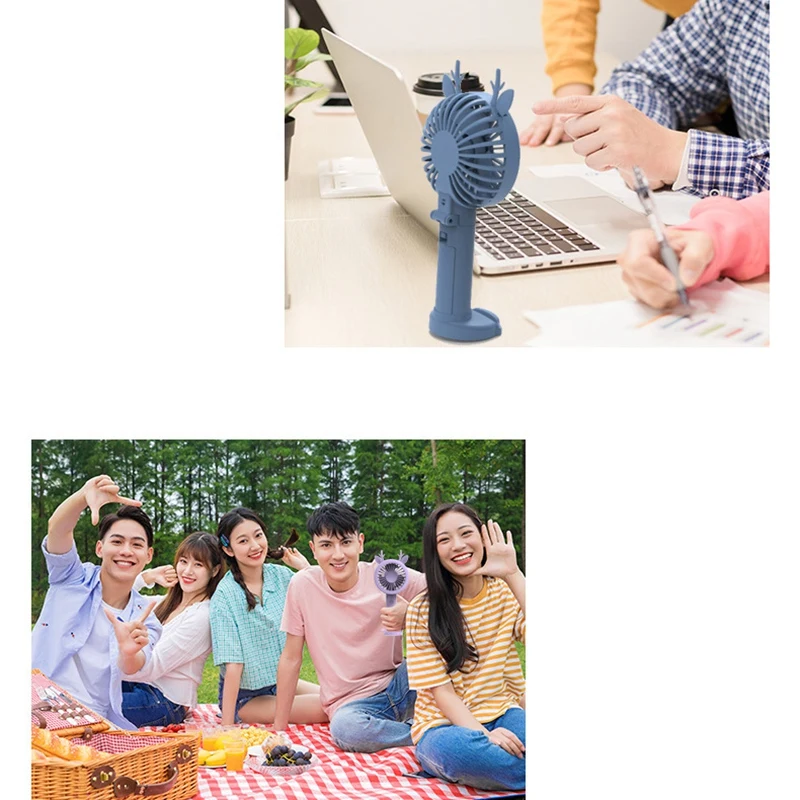 

Air Fan Handheld USB Rechargeable Fans LED Light Portable Air Cooling Fan Mini Desktop Purple