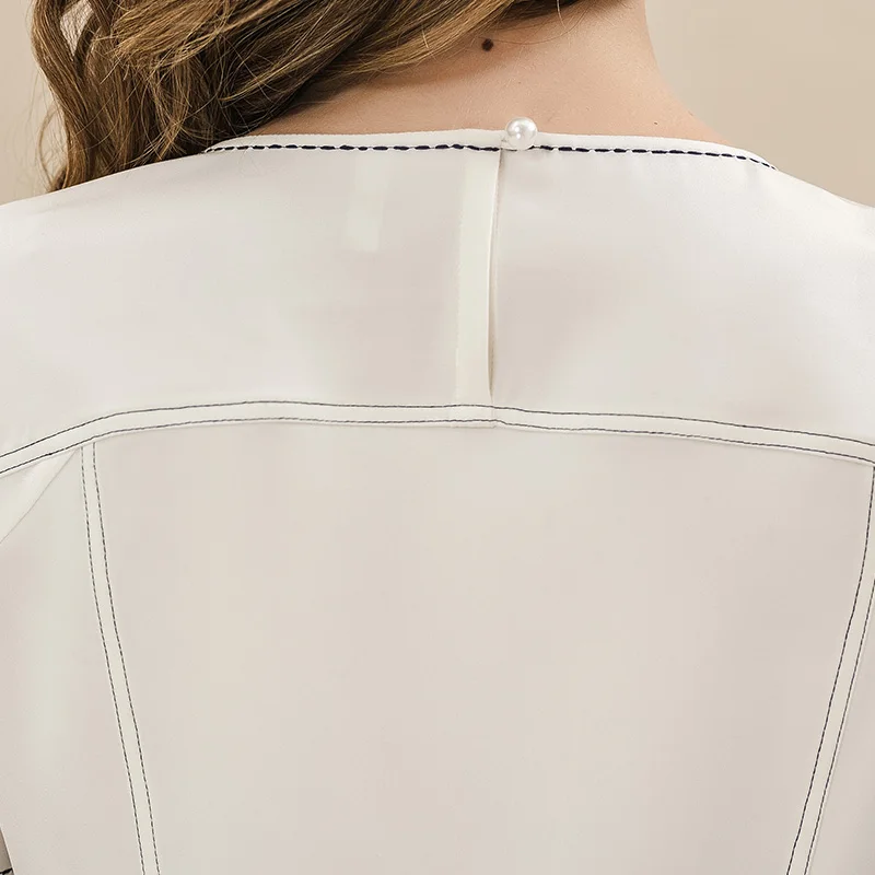 Женская шелковая футболка VOA с круглым вырезом и коротким рукавом облегающий топ