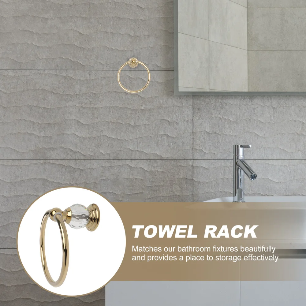 

1Pc Practical Golden Towel Ring Household Towel Hanging Ring Bathroom Towel Rack