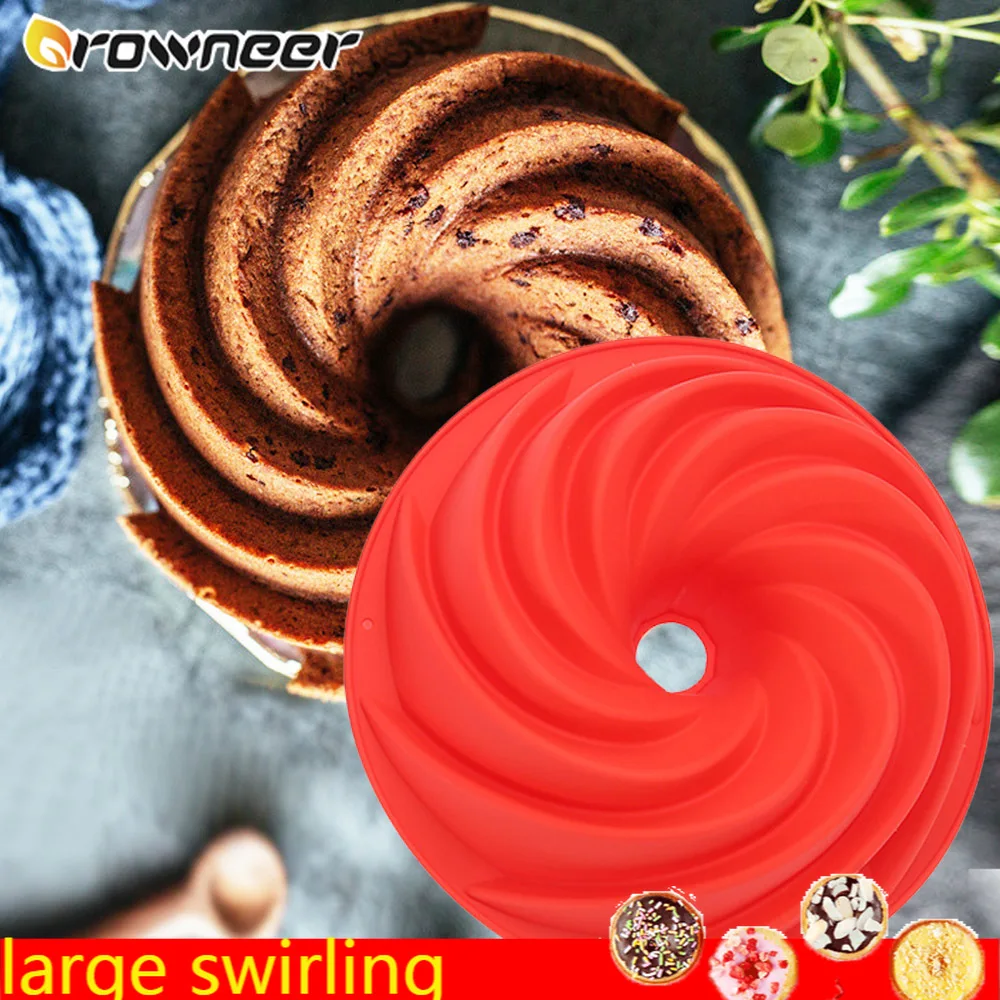 

3D Large Swirling Scroll Baking Mold Non Stick Silicone High Temperature Resistant Cake Pan Pudding Dessert Decorating Tool