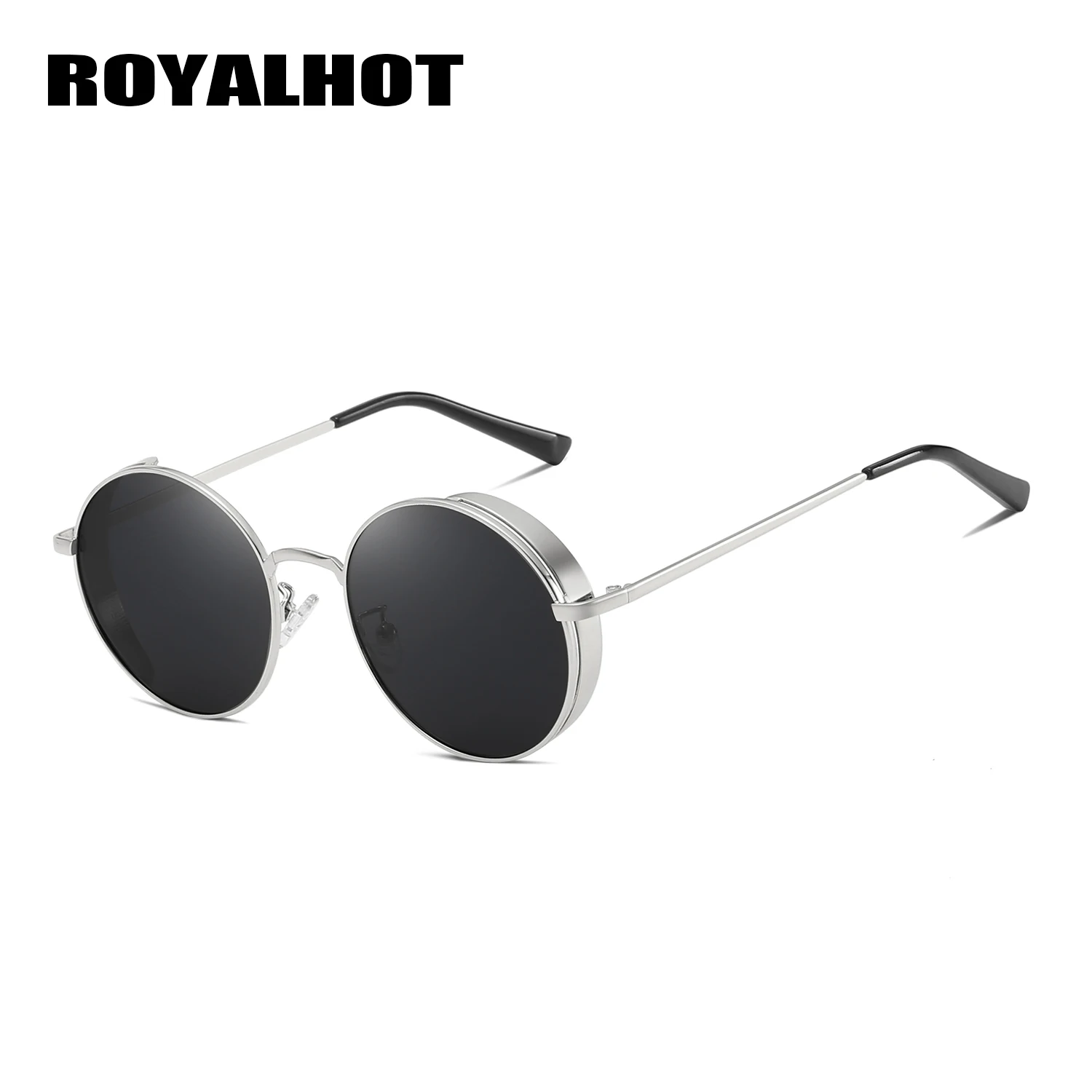 RoyalHot, мужские, Wo, поляризационные, сплав, круглая оправа, стимпанк, солнцезащитные очки, для вождения, солнцезащитные очки, оттенки, Oculos masculino, мужские, 900118 - Цвет линз: Silver