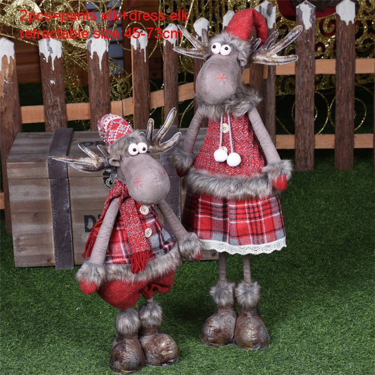 2pcs 257 Рождественские украшения, выдвижные фигурки-подставки, 3 шт., Санта Клаус+ Снеговик+ лось, Рождественские куклы, аксессуары для украшения дома и офиса - Цвет: 2pcs 257