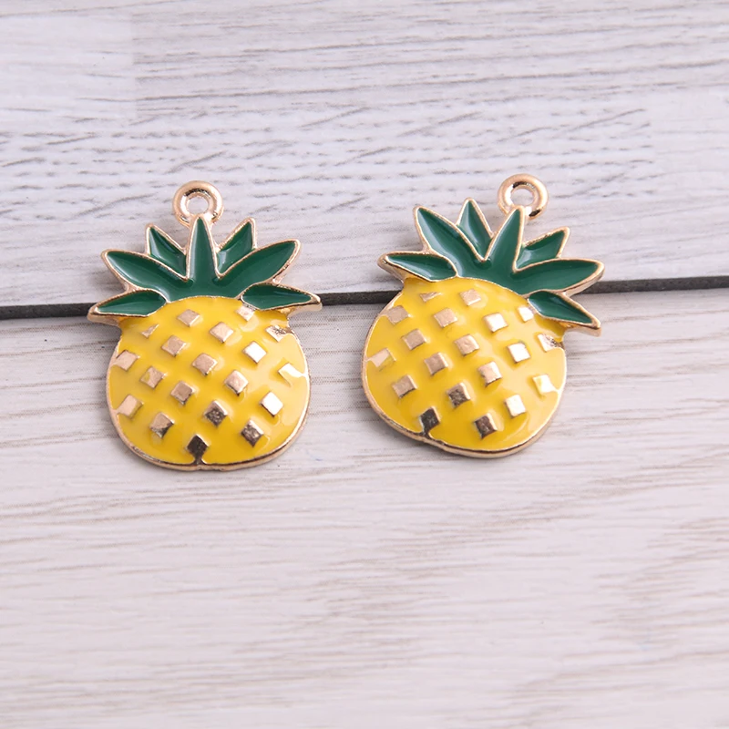 

SWEET BELL 2pcs 19*24mm Alloy Metal Drop Oil Fruit Pineapple Charms Pendant For DIY Bracelet Necklace Jewelry Making