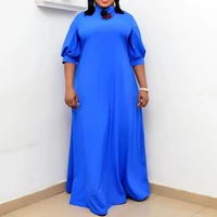 oversized robe women blue stand collar a line casual loose female elegant office lady work wear clothing summer dress plus size