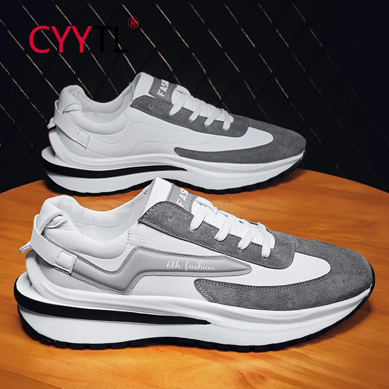 

CYYTL Fashion Men's Sneakers Breathable Casual Walking Shoes Non Slip Leather Sports Running Comfortable Tennis for Students