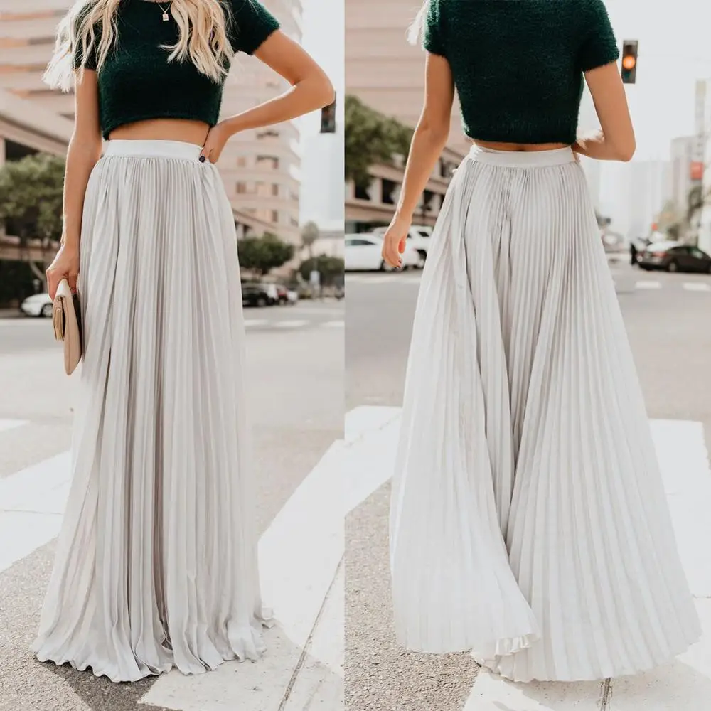 Новинка Осень-зима 2019 плиссированная бархатная юбка с высокой талией юбки |