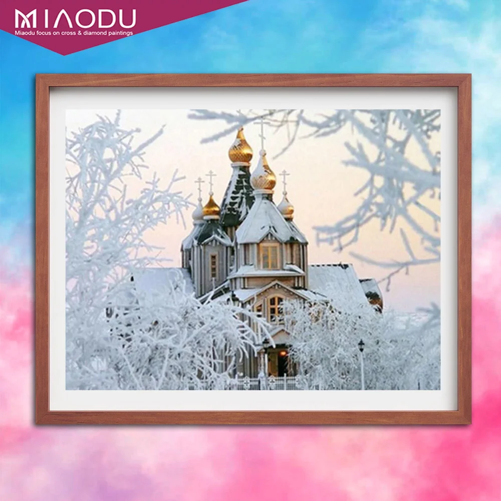 5D алмазная живопись сделай сам Русская православная церковь зимний религиозный