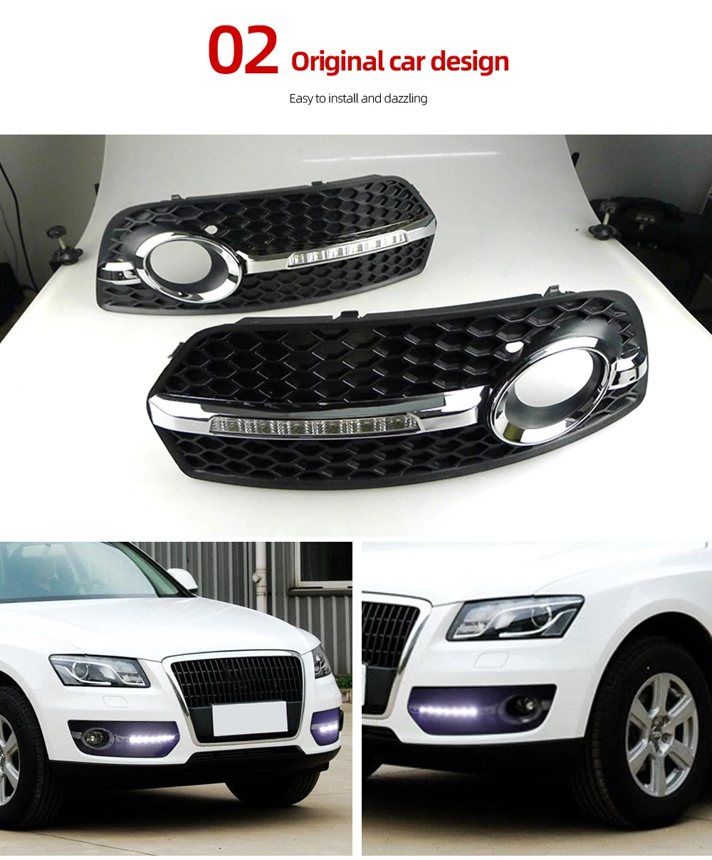 Автомобильный мигающий 1 пара DRL для Audi Q5 2010 2011 2012 2013 светодиодный DRL Дневной ходовой светильник s Дневной светильник противотуманная фара крышка отверстие светильник