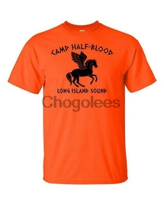 Лагерная футболка с коротким рукавом футболки длинным островом Перси Джексон -