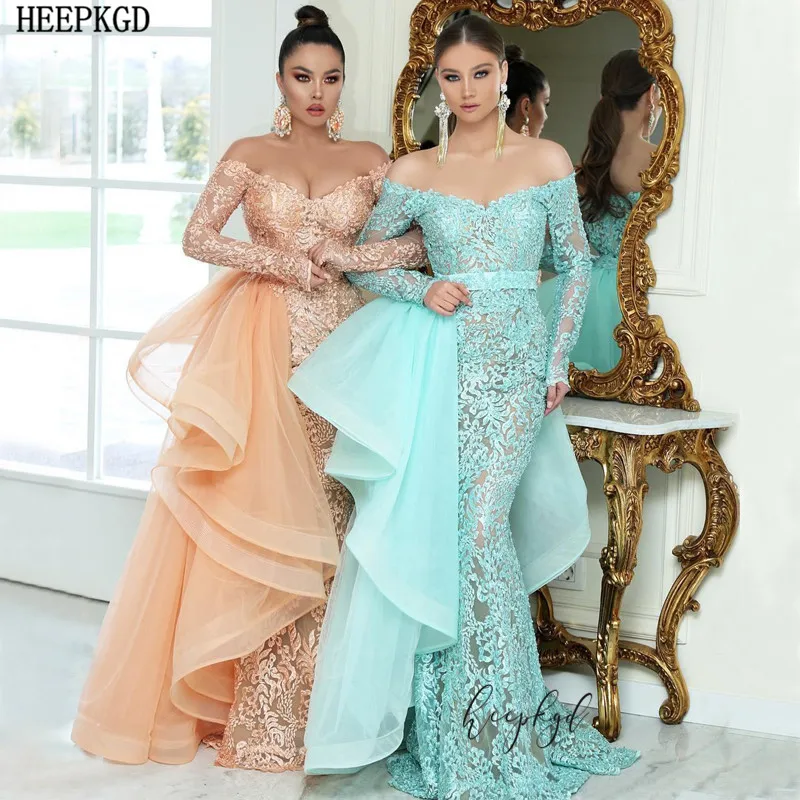 Женское длинное вечернее платье с юбкой годе роскошное кружевное V образным