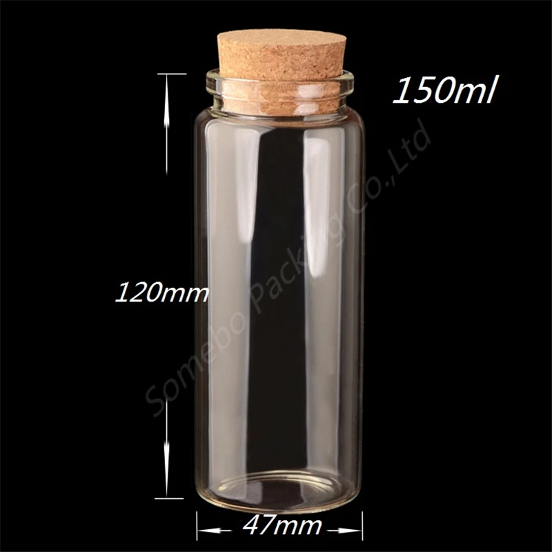 

500pcs/lot 47mm Clear Glass Bottle with Cork wishing bottle lucky star creative transparent cork glass botttle 50-150ml