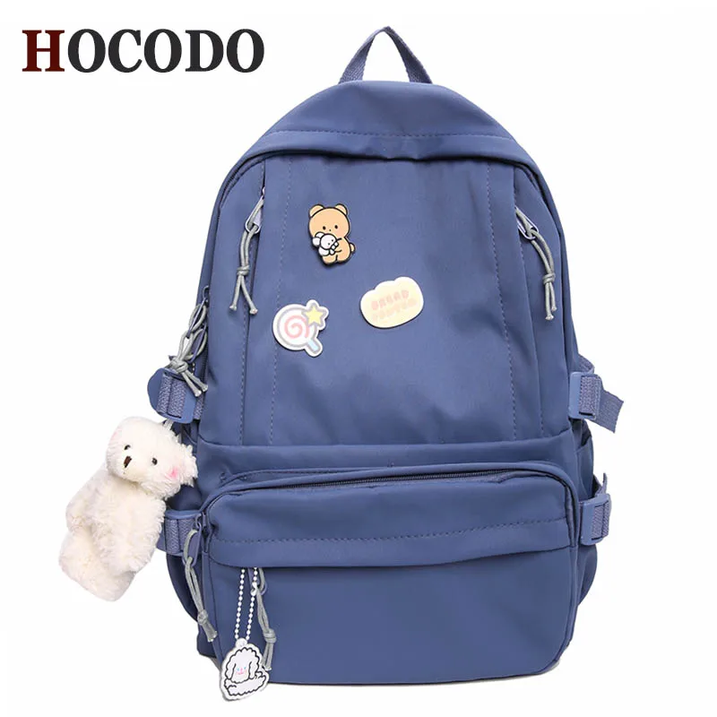 

HOCODO Women Backpack Anti-Theft Laptop Backpack Pure Color Student School Bags Ladies Travel Packbag Nylon Shoulder Backpacks