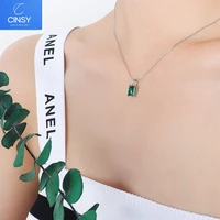 cinsy store necklace for women stainless steel necklace green square necklace chic jewelry vintage chain necklace for female